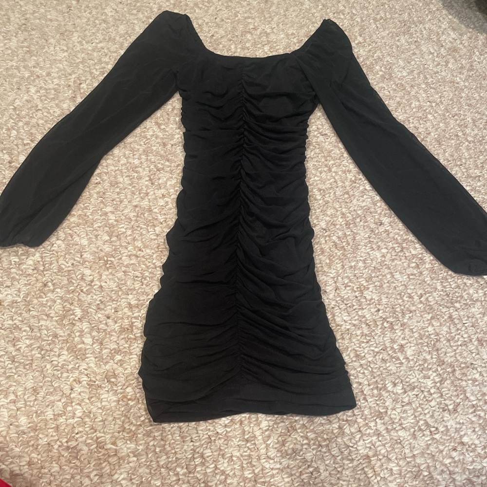 Elegant Black Ruched Dress